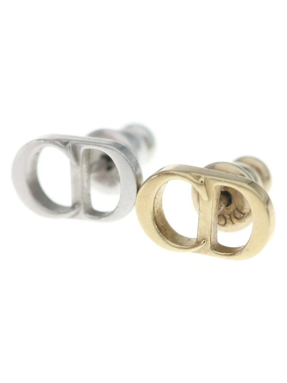 Dior Icon CD Logo Two-tone Stud Earrings Metal Gold Silver